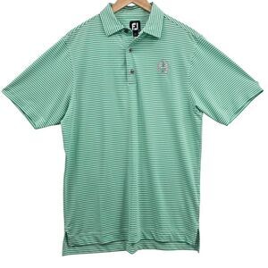 FootJoy Mens S Green White Striped Golf Performance Polo Shirt